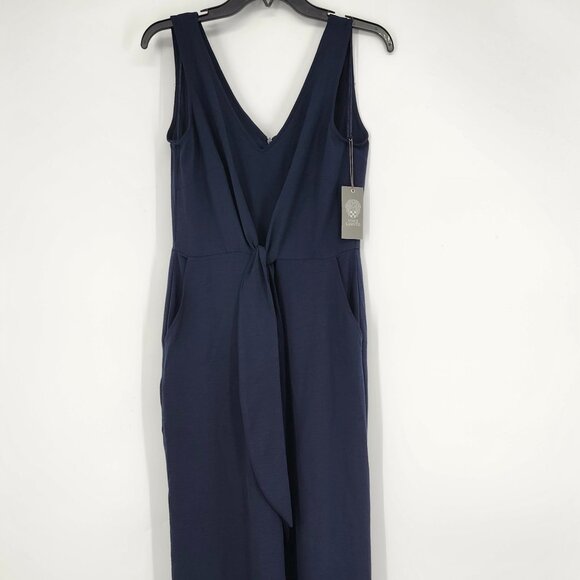 Vince Camuto Womens Island Oasis Tie Front Wide Leg Jumpsuit Classic Navy XS NWT - Picture 2 of 6